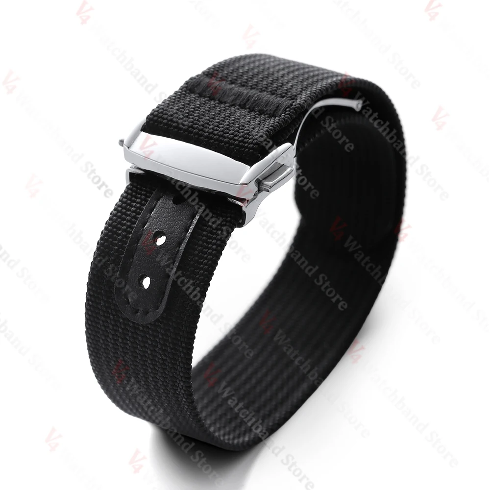 Black Gold Buckle Men's Sports Braided Nylon Watch Band 20mm