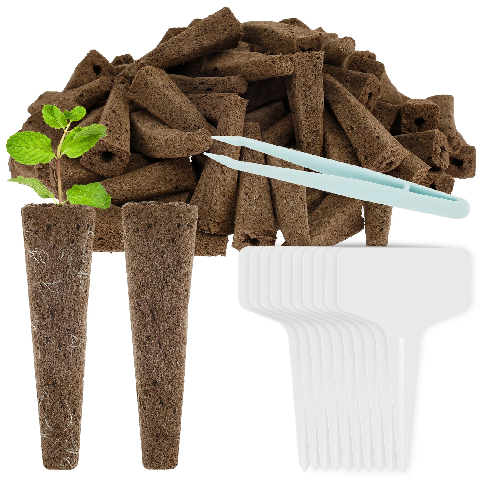 Hydroponic Seed Grow Sponges Kit with Plant Labels