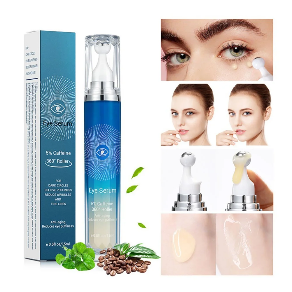 

15ml 5% Caffeine Roll-On Eye Cream Serum Dark Circles Beauty Health Fine Lines Anti-Aging Care Relieve Piffiness Wrinkle Remove