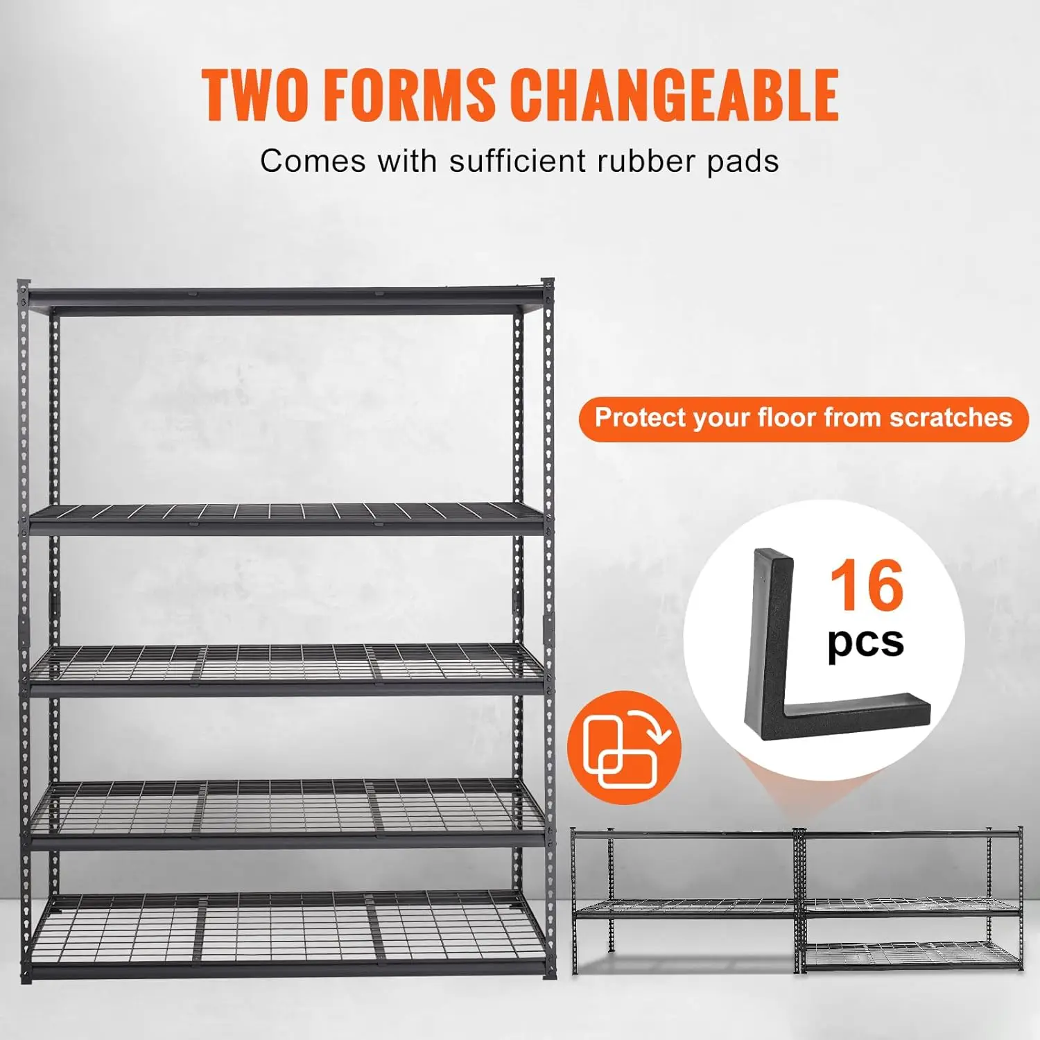 Storage Shelving Unit, 5-Tier Adjustable Storage Shelves, 60" L x 24" W x 78" H Heavy Duty Garage Storage Shelves 6