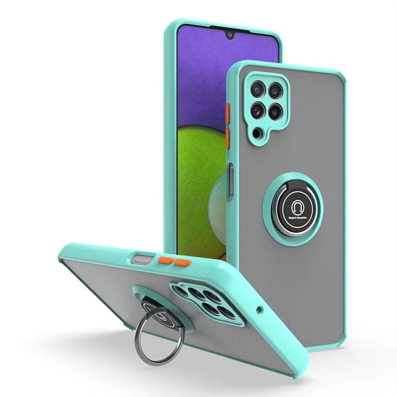 KEYSION Fashion Matte Hülle für Samsung A12 A22 A42 A22S 5G Transparent Ringständer Stoßfeste Telefonabdeckung für Galaxy M32_voghion.com