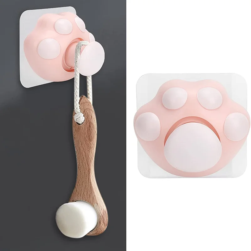 5 Colors Cute Cartoon Cat Paw Wall Hook Creative Self-adhesive Hidden Hooks For Hanging Purse Key Hanger Wall Holder Rack Decor