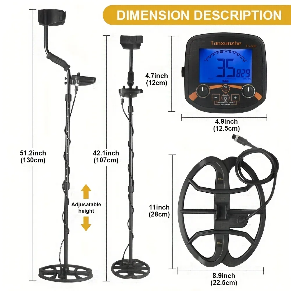 Metal Detectors Professional Underground Metal Detector Sale TC-600 Powerful Gold Detectors Treasure Hunter Seeker Finder Tool