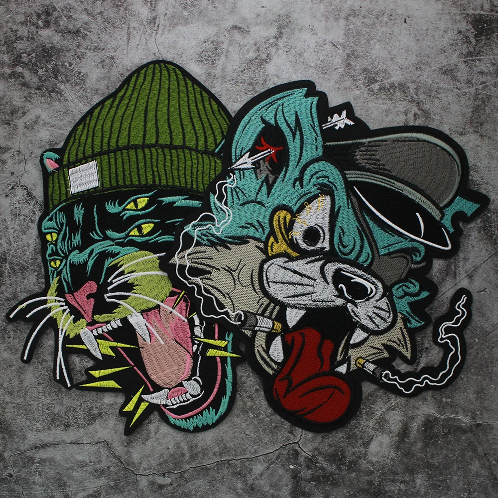 Embroidery Cat and dog Craft Patches Iron on for Clothes Diy Custom Jackets Sewing Cartoon Stickers