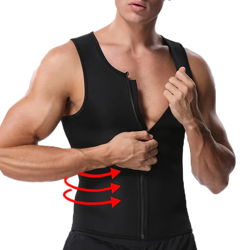 Men Waist Trainer Vest for Weight Loss Neoprene Fitness Corset Body Shaper Zip Sauna Tank Top Workout Shirt Sauna Suit Plus Size adjustable weighted vest 20kg max loading for exercises fitness muscle building weight loss running