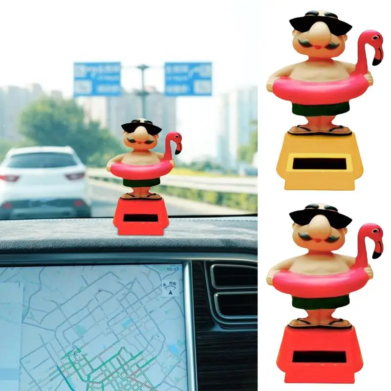 

Car Solar Ornament ABS Multifunctional Automotive Dashboard Decoration Animated Flamingo Wear Dancer Decor For Cars Accessories
