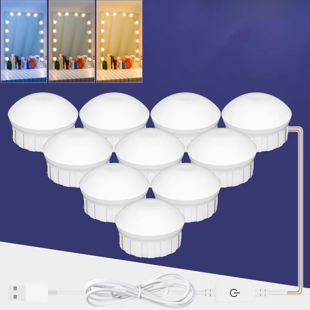 STONEGO USB Touch LED Makeup Mirror With Suction Cup Multi-functional Light For Dressers Bathrooms Closets & More