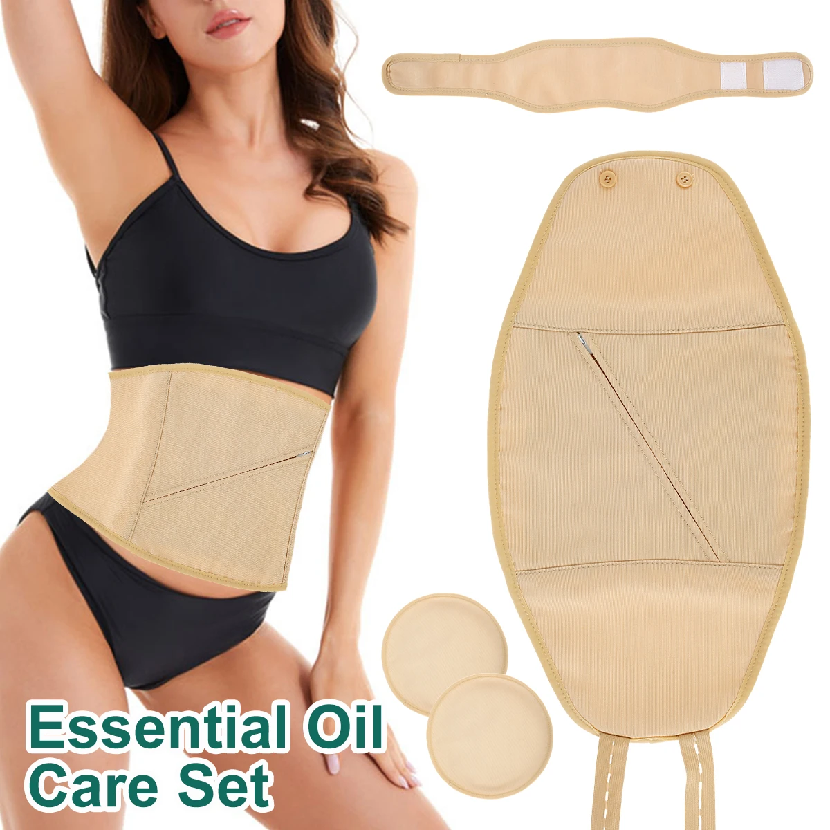 

2/3Pcs Neck Waist Oil Pack Set Washable Reusable Essential Oil Wrap Mess-Free Oil Pack Wrap with Adjustable Elastic Strap