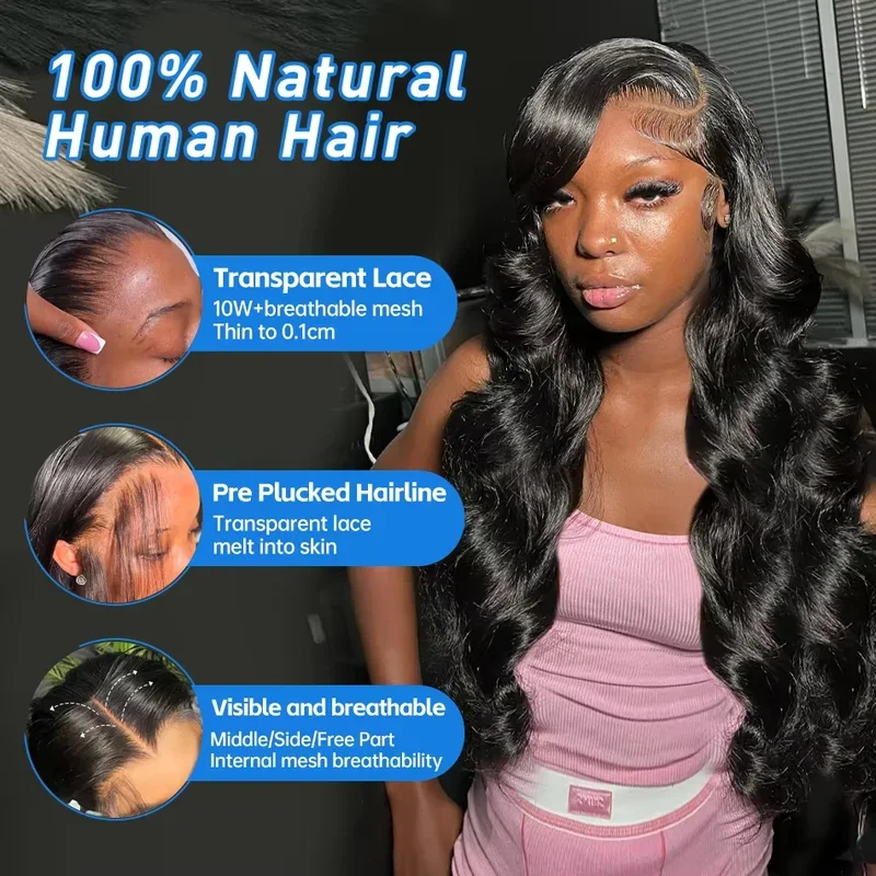 250 Density Natural Color Body Wave Hair Bundles 42 Inch - Silky Soft Human Hair Extensions Full Volume US Trendy Curly Weave Hi