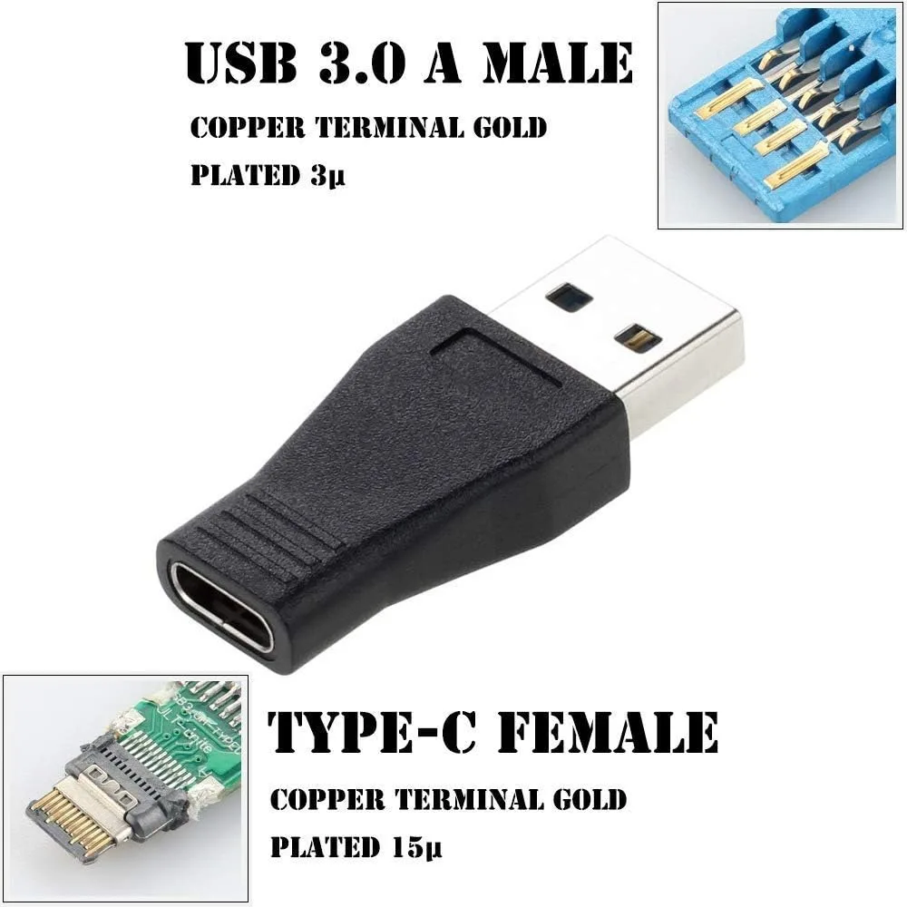 USB 3.0 - USB C OTG 어댑터 2개입 타입 C 암-수 고속 충전 5Gbps 데이터 동기화 (휴대폰, 태블릿 PC, 헤드폰용)