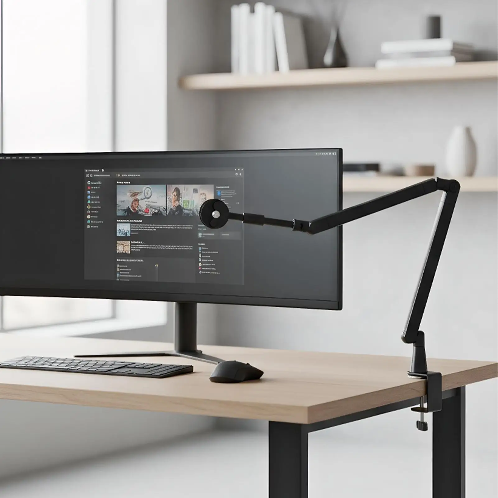 Microphone Boom Arm 360 Degree Rotating Supports Boom Microphone Arm For Singing Studio Music Computer Desktop Content