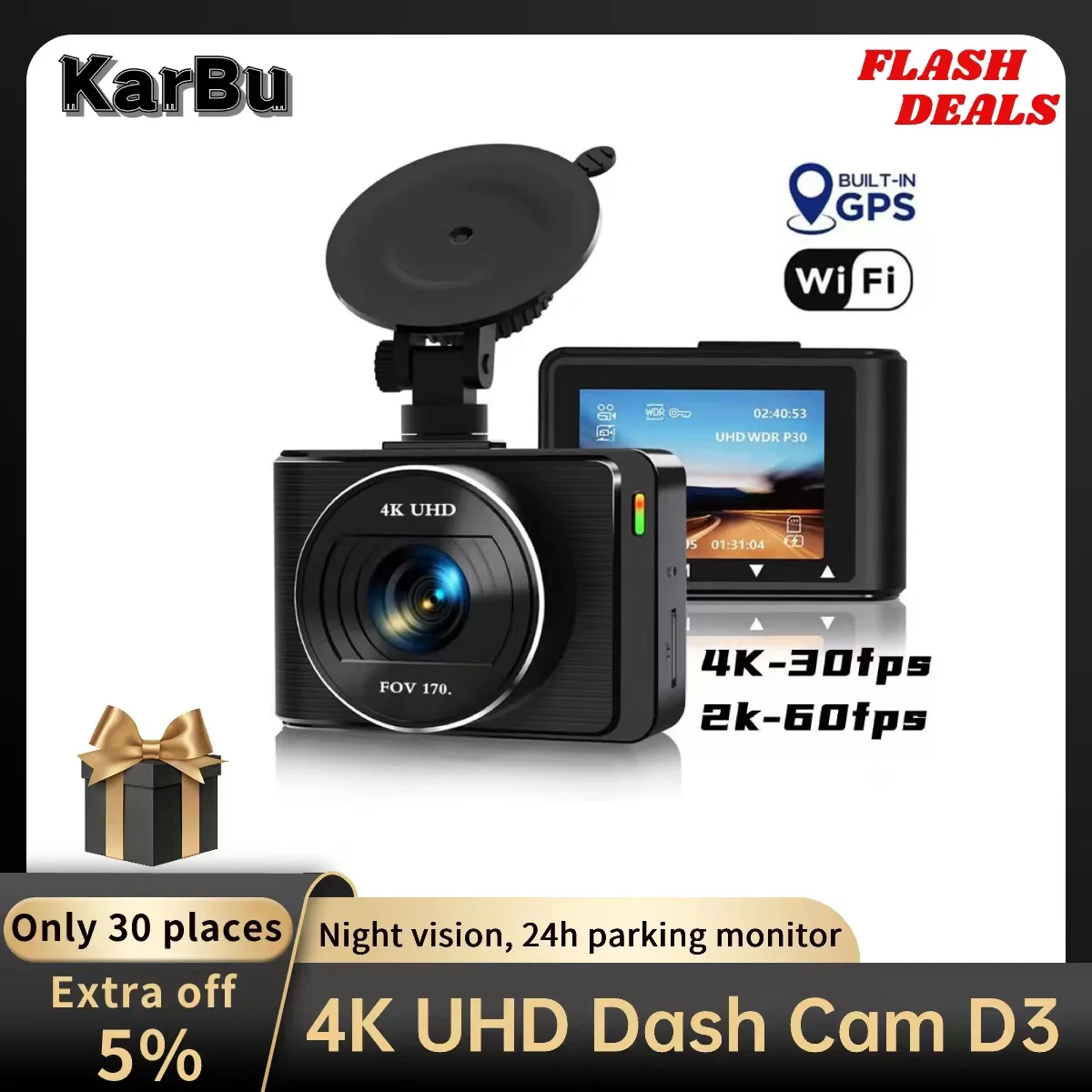 D3 Dash Cam 4k Sony Imx415 Uhd 3840 X 2160p Car Camera Recorder Gps Wi