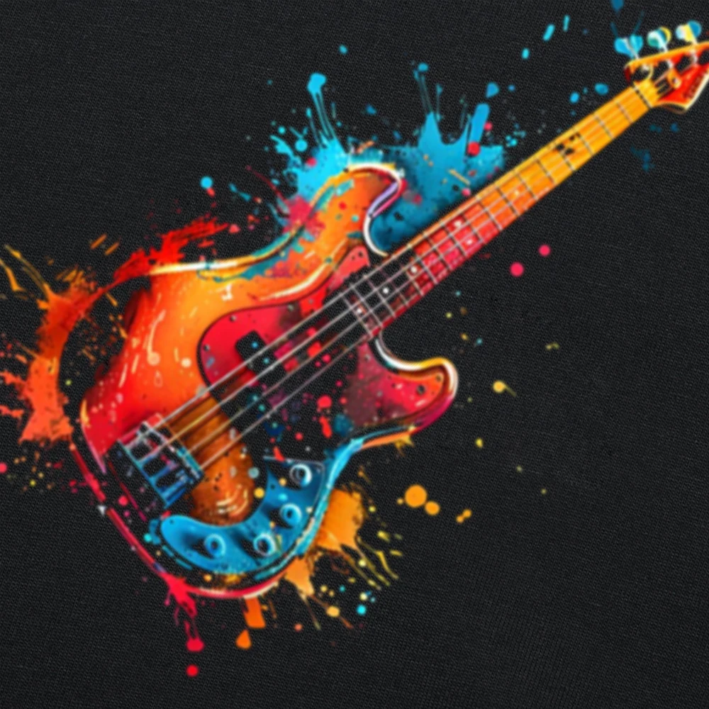 Colorful Bass Guitar Graphic Oversized Unisex T-Shirt