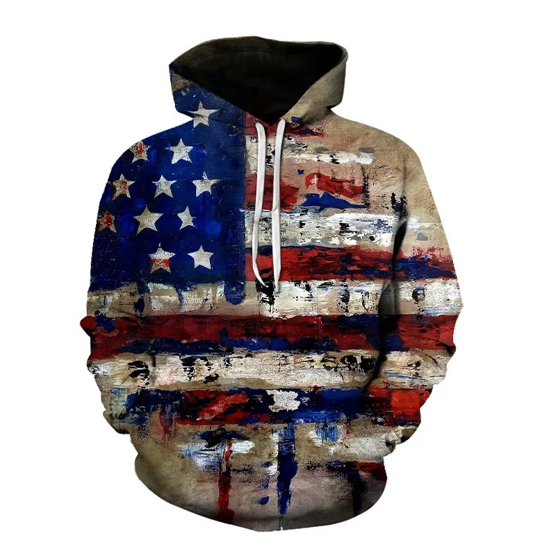 

US Flag Print Hoodie men 3D Print Hoodies Men/Women Clothing long sleeve Harajuku Sweatshirt Fashion Kids hoodies Men coat