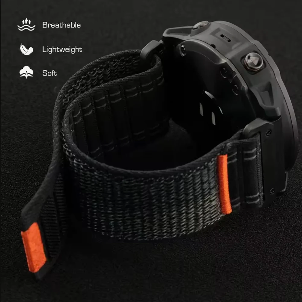 Premium Nylon Watch Strap for Garmin fenix and Enduro Series – QuickFit Bands, 22mm/26mm Adjustable