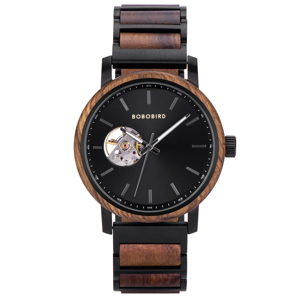 Mechanical Watch BOBO BIRD Classic Fashion Men's Automatic Wristwatch Tabby Wood Watches Gift Box reloj hombre