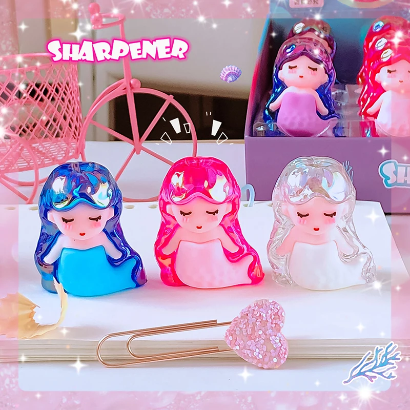 Aesthetic Kawaii Mermaid Pencil Sharpener - Cute and Pretty Stationery for School and Office Supplies