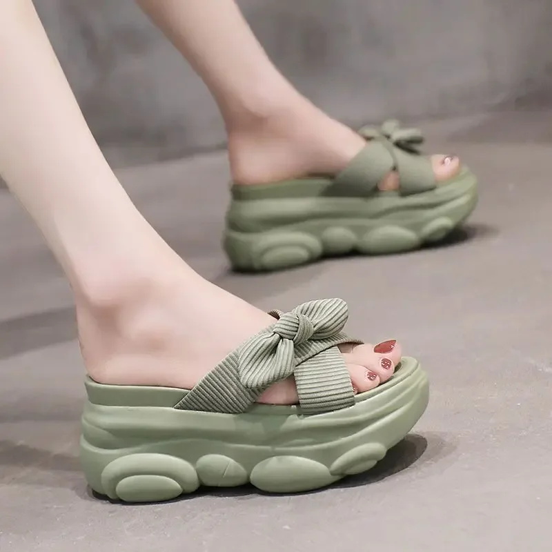 

Women's Slippers and Ladies Sandals Korea Style Shoes Wedge Heel Slides Casual High Quality New Collection Small Size Waterproof