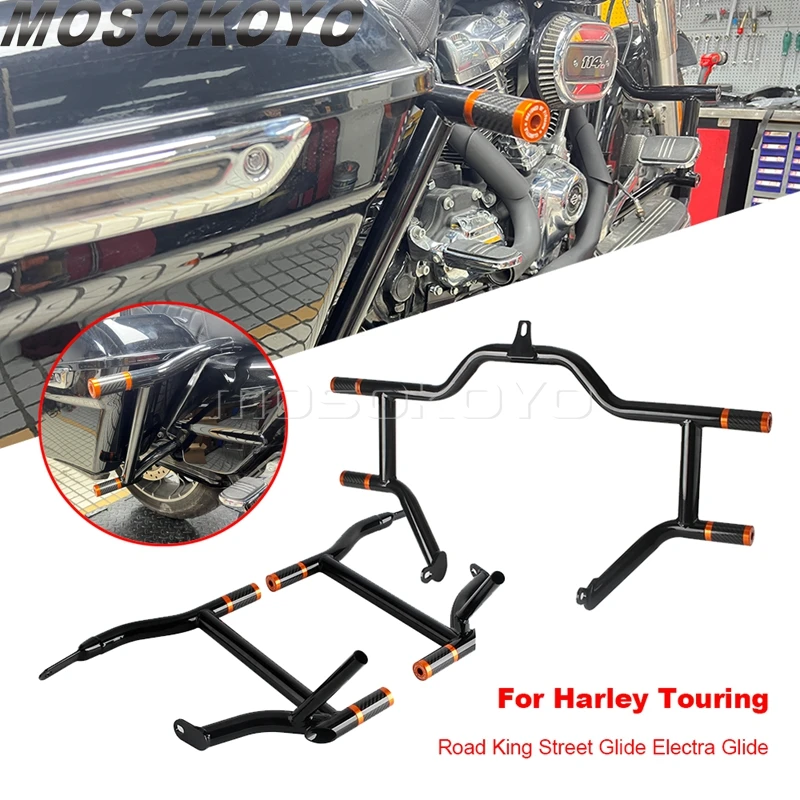 One Pair Rear Saddlebag Guard Rail Crash Bar Fit For Harley Heritage S