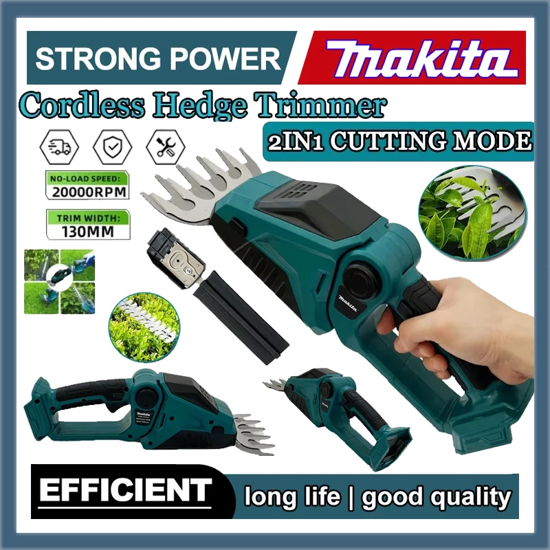Electric Grass Cordless Hedge Trimmer 2-in-1 Mini Handheld Shears Operated Shrub