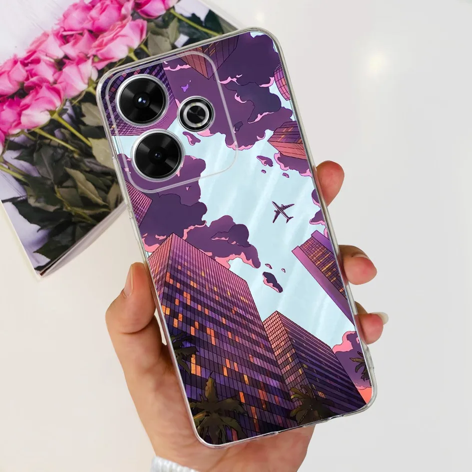 2024 Fashion Tulip Flower & Butterfly Soft Silicone Clear Phone Case