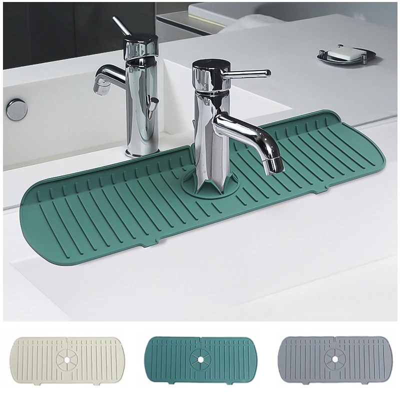 

New Silicone Drainage Pad Bathroom Faucet Drip Mat Wash Basin Sink Splash Proof Draining Pad Table Heat Insulation Protector