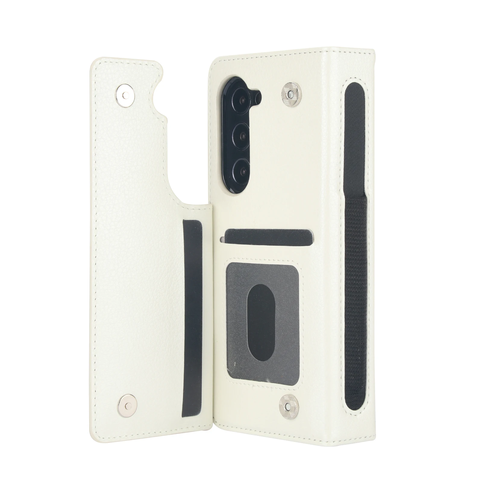 Premium PU Leather Wallet Case with Card Holder & Kickstand, Double Magnetic Clasp