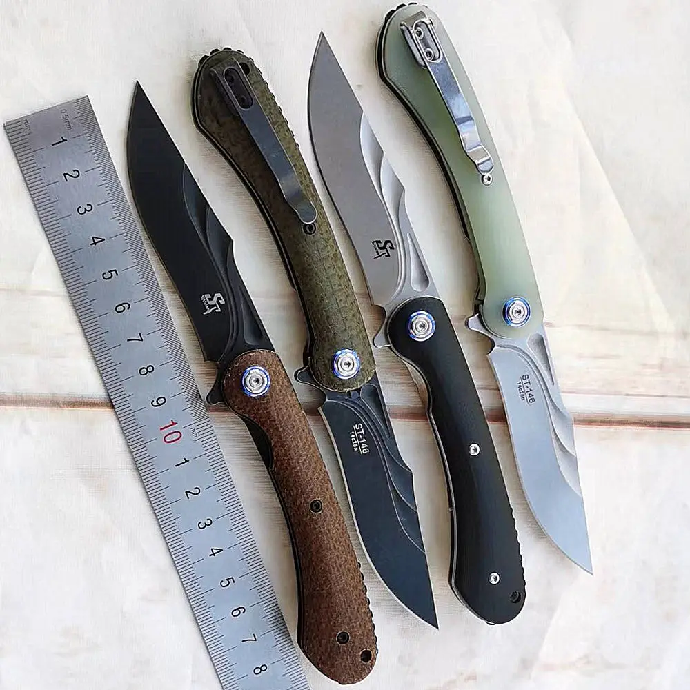 

Sitivien Deep Carry ST146 14c28n Micarta / G10 Ball Bearing Tactical EDC Tool Camp Hunting Military Pocket Folding Utility Knife