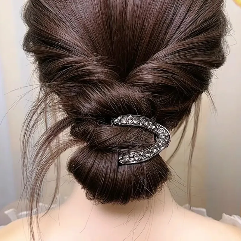 Elegant Rhinestone V-Shaped Hair Claw Clip
