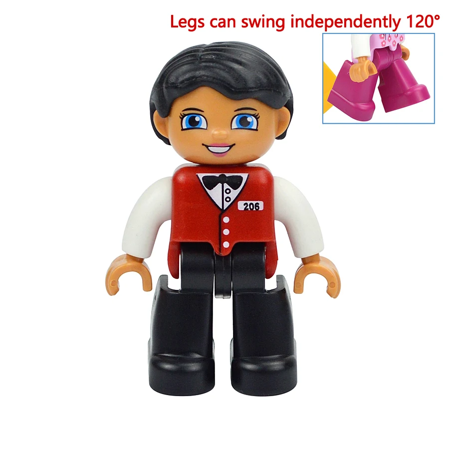 Jumbo Building Block Character Set - Farmer, Pirate, Worker, Doctor & Policeman Figures