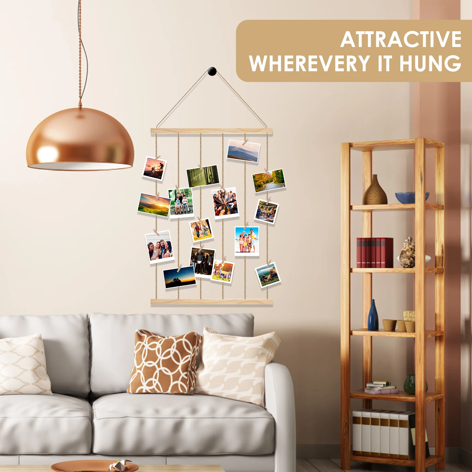 DIY Photo String Versatile LED Photo Hanging Display Picture Frames Collage Wall Decor Install Sturdy Hanging Multiple Pictures