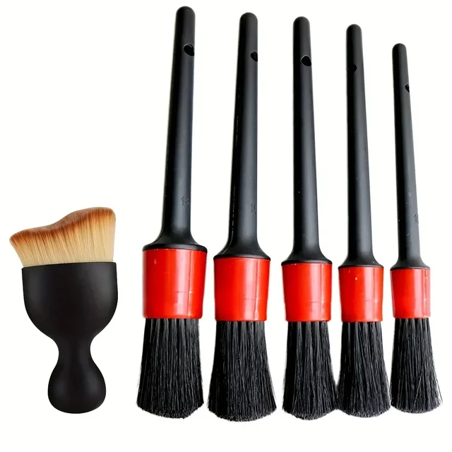 6Pcs Car Wash Care Detailing Brush Set,for cleaning wheels, dashboards, vents and more,Car Cleaning Brushes, Car Accessories 1