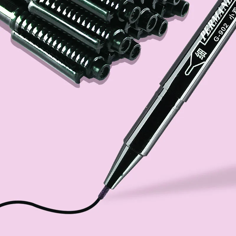 Dual Tip Permanent Ink Marker Pens - Fine and Broad Line Waterproof Pens for Art and Technical Detailing (Black/Red)