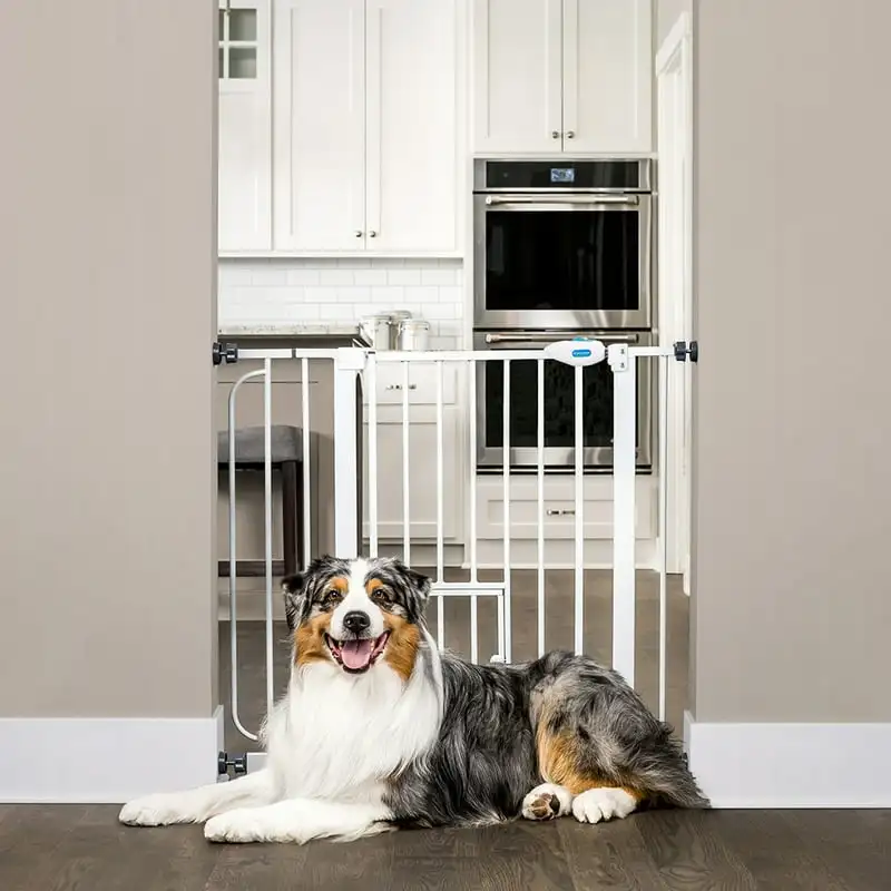 

Extra Wide Walk Through Pet Gate with Small Pet Door, Pressure Mount Kit Included, Stands 30" Tall & Extends 29"-36.5" Wide