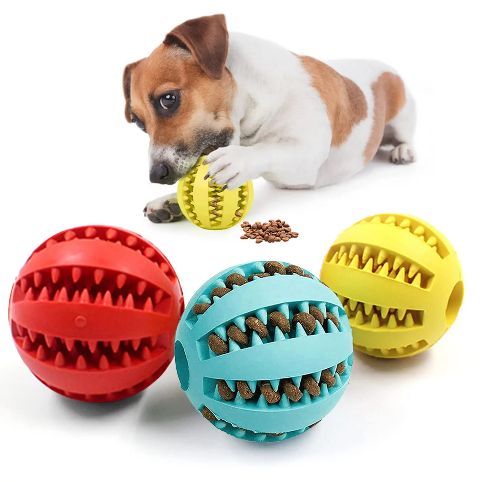 Rubber Dog Treat Ball Set 1