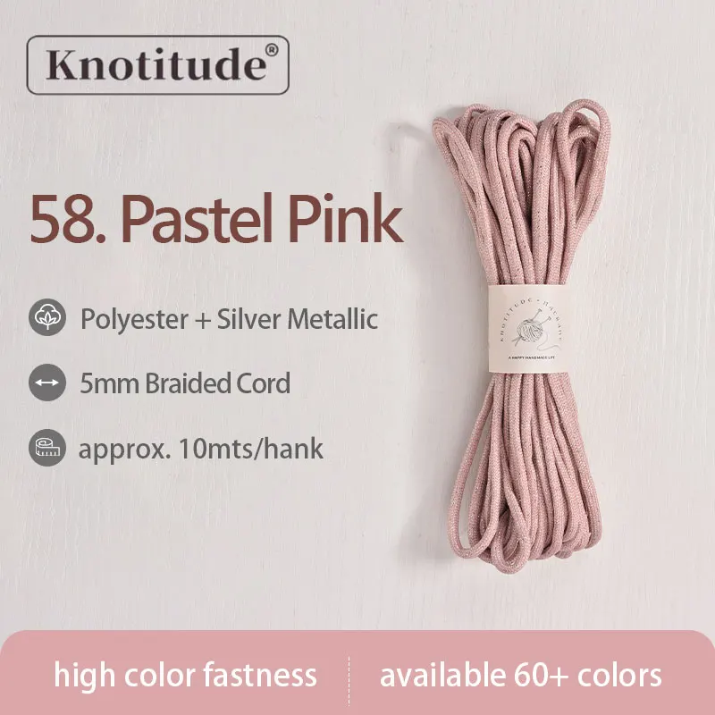 Silver Glossy Polyester Braid Rope with Shiny Lurex Metallic Finish - Ideal for DIY Jewelry Projects, 5mm x 10m