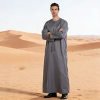 Thawb Maxi Muslim Dubai Long Abaya Middle East Men Eid Ramadan Thobe Long Sleeves Saudi Arabian Islamic Solid Robe Kaftan Dress