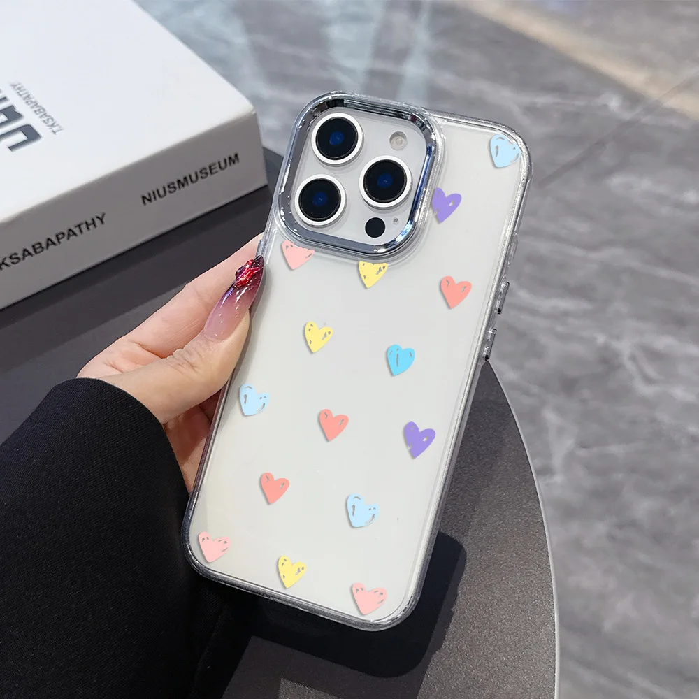 Chic Heart Leopard Graffiti Transparent Phone Case - Soft Silicone TPU Back Cover