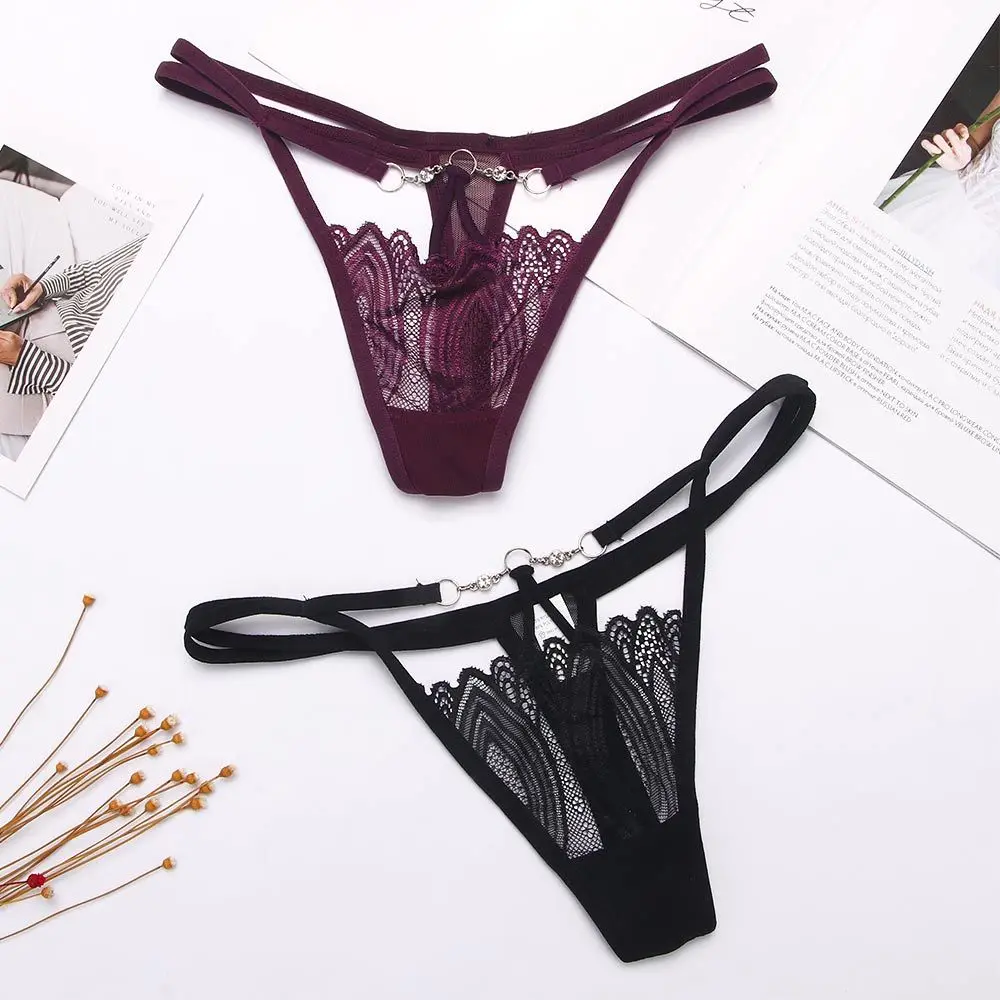 

Fashion Low Waist T-pants Lace Transparent Underwear Temptation