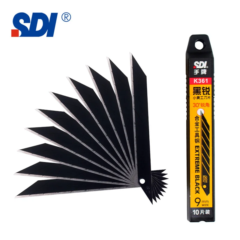 SDI 9mm small art blade 30 degree sharp Angle black blade automotive wear-resistant film engraving K361 utility knife utility knife carving knife cutting knife art knife