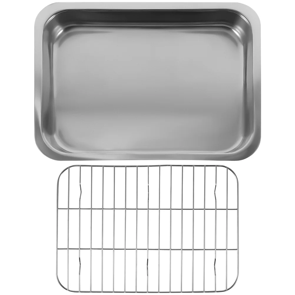 

Stainless Steel Roasting Pan Rectangular Deep Roaster Pan Tray Sheet and Rack Set Nonstick Steel Roaster Lasagna Pan Tray