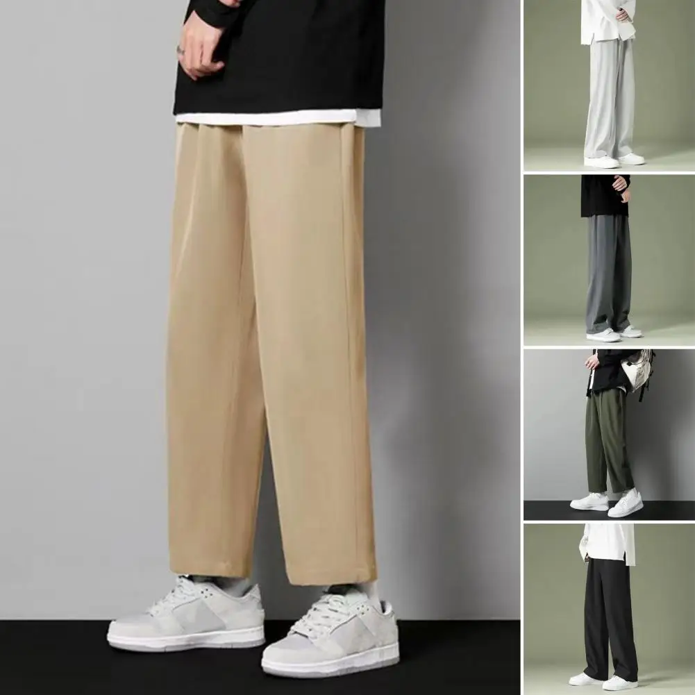 

Men Trousers Chic Loose Drawstring Thin Ice Silk Summer Trousers Male Clothes Summer Trousers Trousers