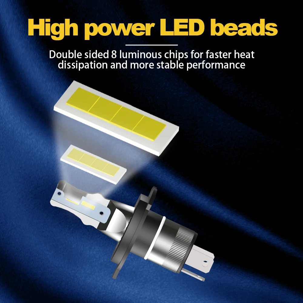 Canbus CSP 칩 자동차 조명 전조등 전구, H4 LED, 120W, 20000LM, 6000K, 12V, 현대 엑센트 2000-2012 2013 2014 2015 2016 2017