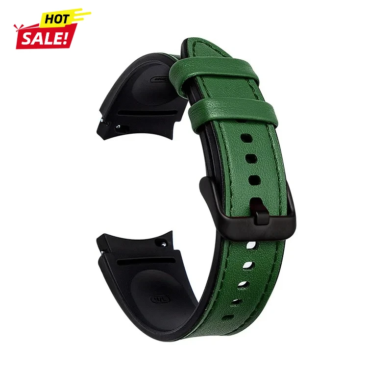 Premium Leather Grain Band with Silicone Strap