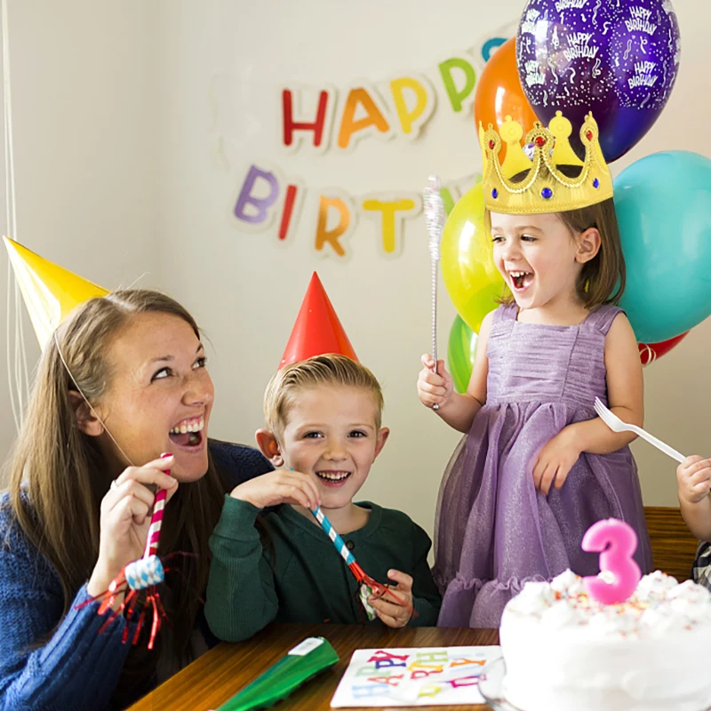 Kids Birthday Hat Gold Silver Crown Baby One Year Old Birthday Boy Girl 1st Happy Birthday Party Decoration Supplies Photo Props
