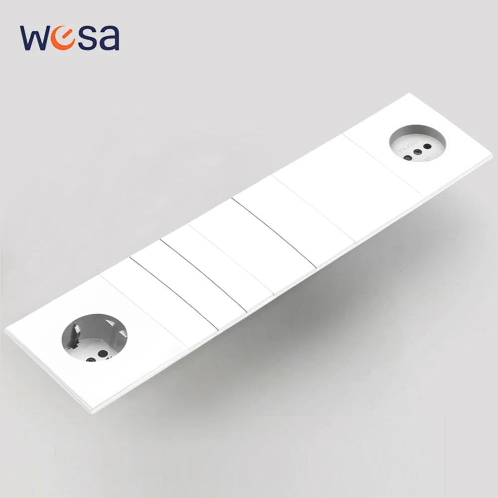 สวิตช์ไฟแบบกดติด-ดับพร้อมเต้ารับไฟฟ้าในตัว สีขาว แผงควบคุมแบบฝังผนัง สำหรับตกแต่งบ้าน แบบ DIY 1