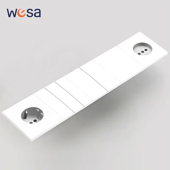 สวิตช์ไฟแบบกดติด-ดับพร้อมเต้ารับไฟฟ้าในตัว สีขาว แผงควบคุมแบบฝังผนัง สำหรับตกแต่งบ้าน แบบ DIY 1