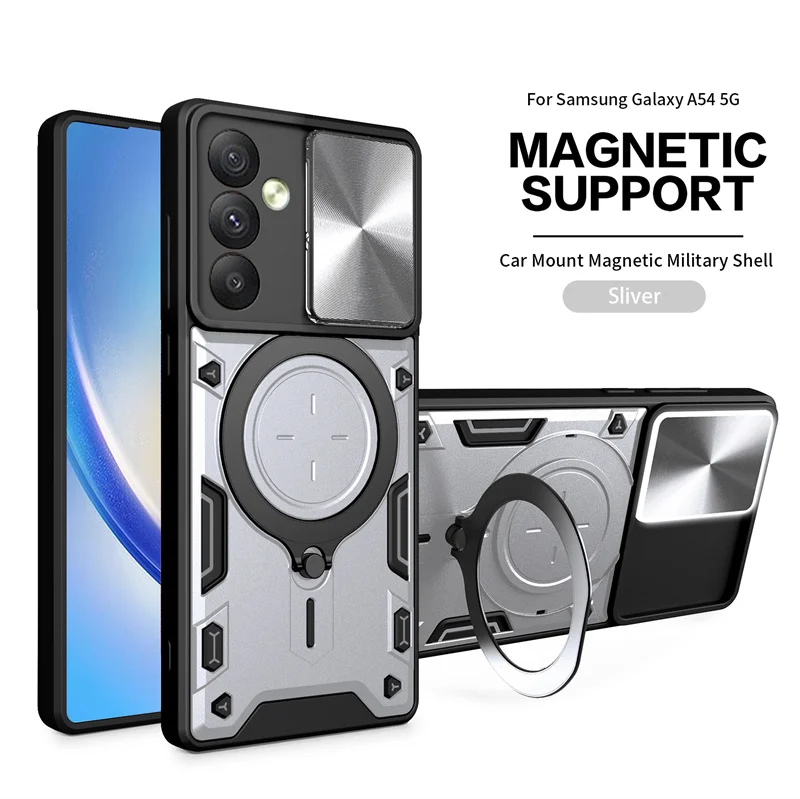 

For MagSafe Magnetic Wireless Charging Phone Case For XSamsung Galaxy M54 5G SM-M546B A34 A14 A53 A04s ring holder Soft Cover