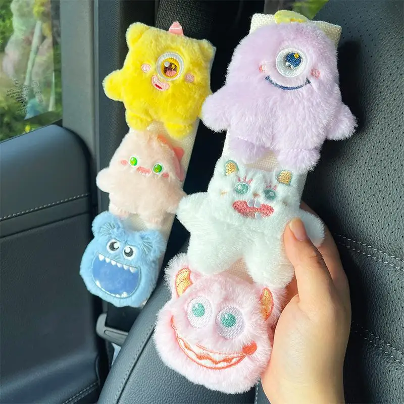

2023 New Car Little Monster Seat Belt Protective Cover Universal Car Seat Belt Decoration Kawaii Car Accessories for Women