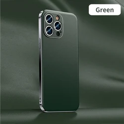 Luxury Genuine Cowhide Leather Phone Case with Full Lens Protection and Elegant Plating Design for iPhone Air (Green(A006))